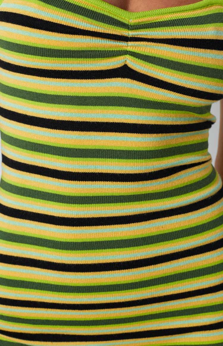Juliette Striped Halter Dress Green Product Image