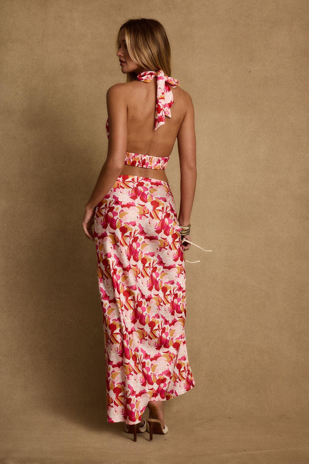 Joelle Pink Floral Maxi Skirt Product Image