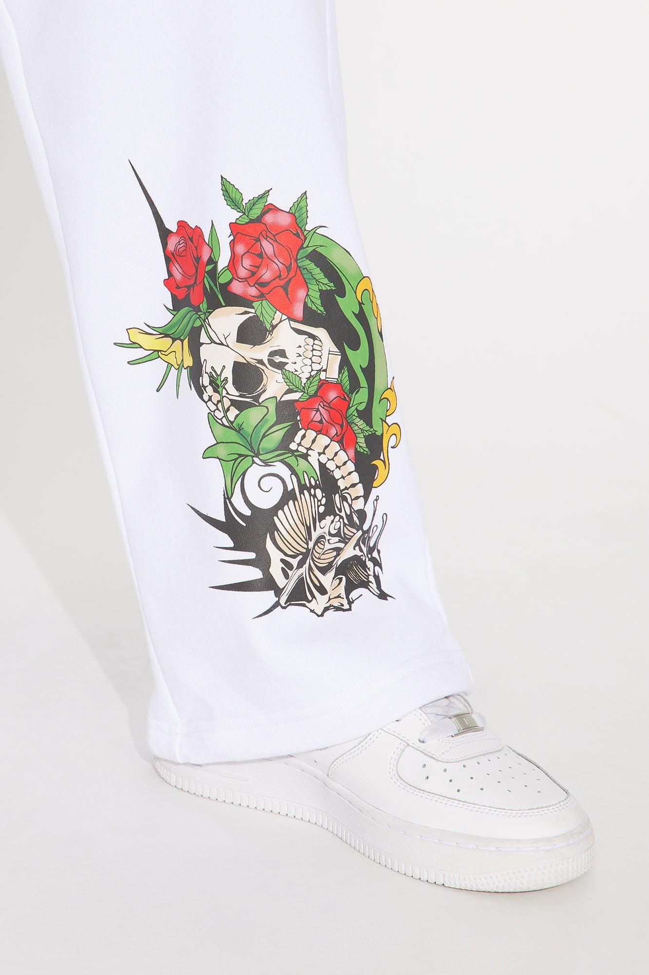 Von Dutch Skull Oasis Wide Leg Pant - White/combo Product Image