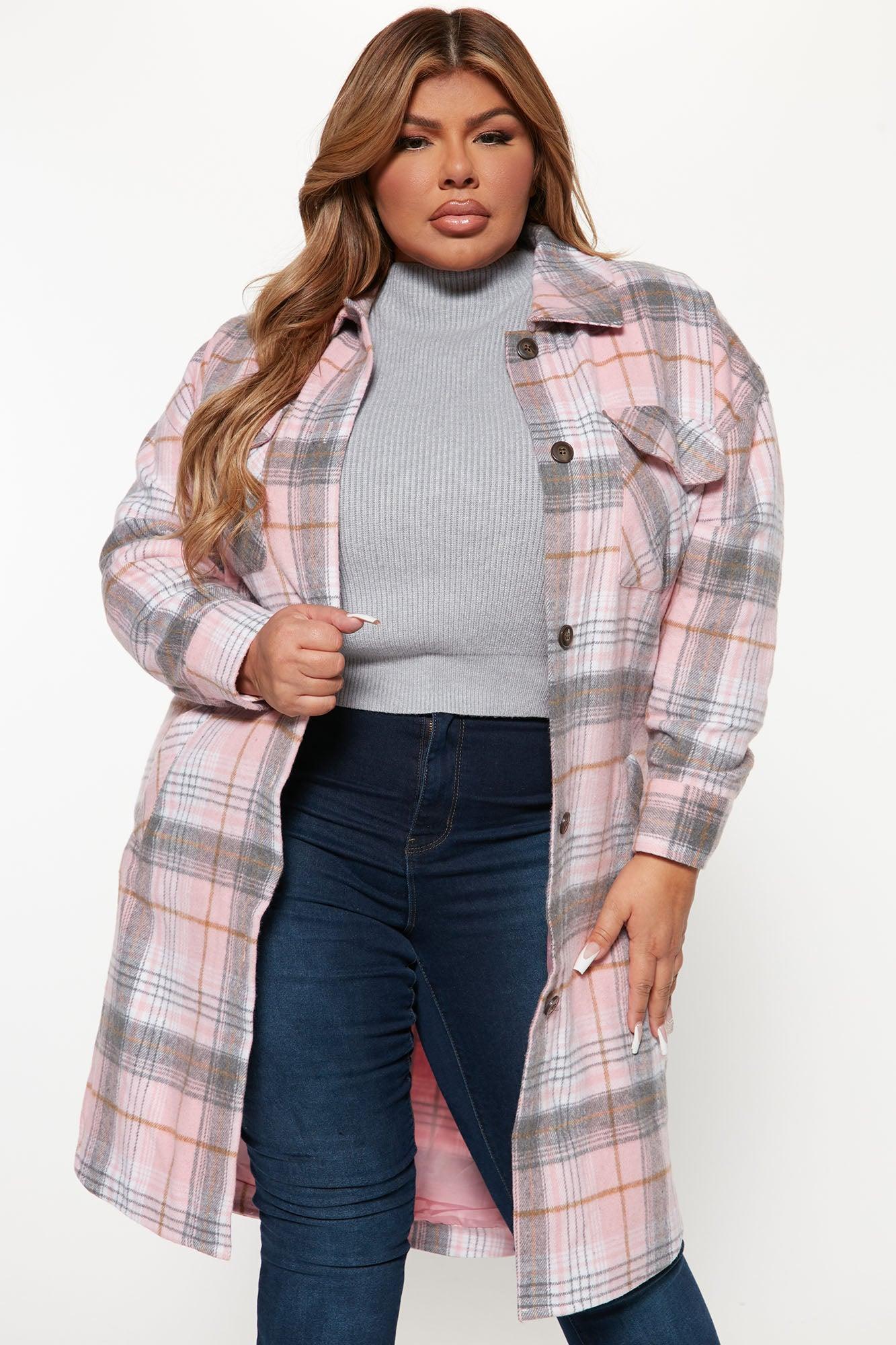 Get Lost Plaid Shacket - Pink Female Product Image
