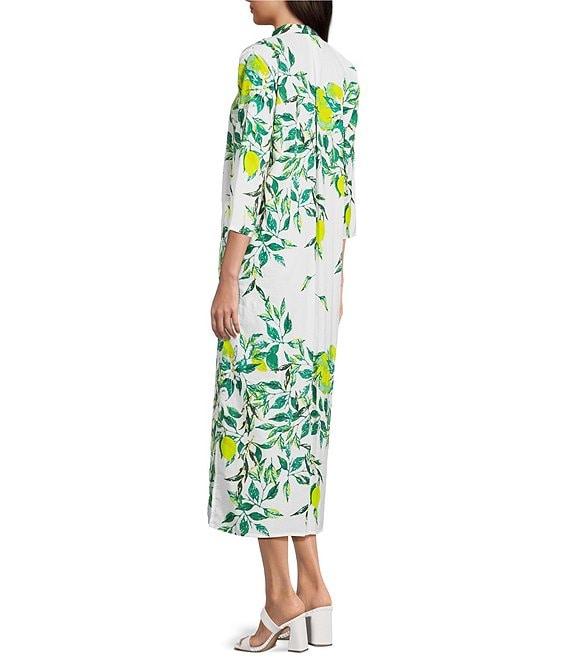 Ro's Garden Clorinda Printed Mandarin Collar 3/4 Sleeve Long Kurta Midi Dress Product Image