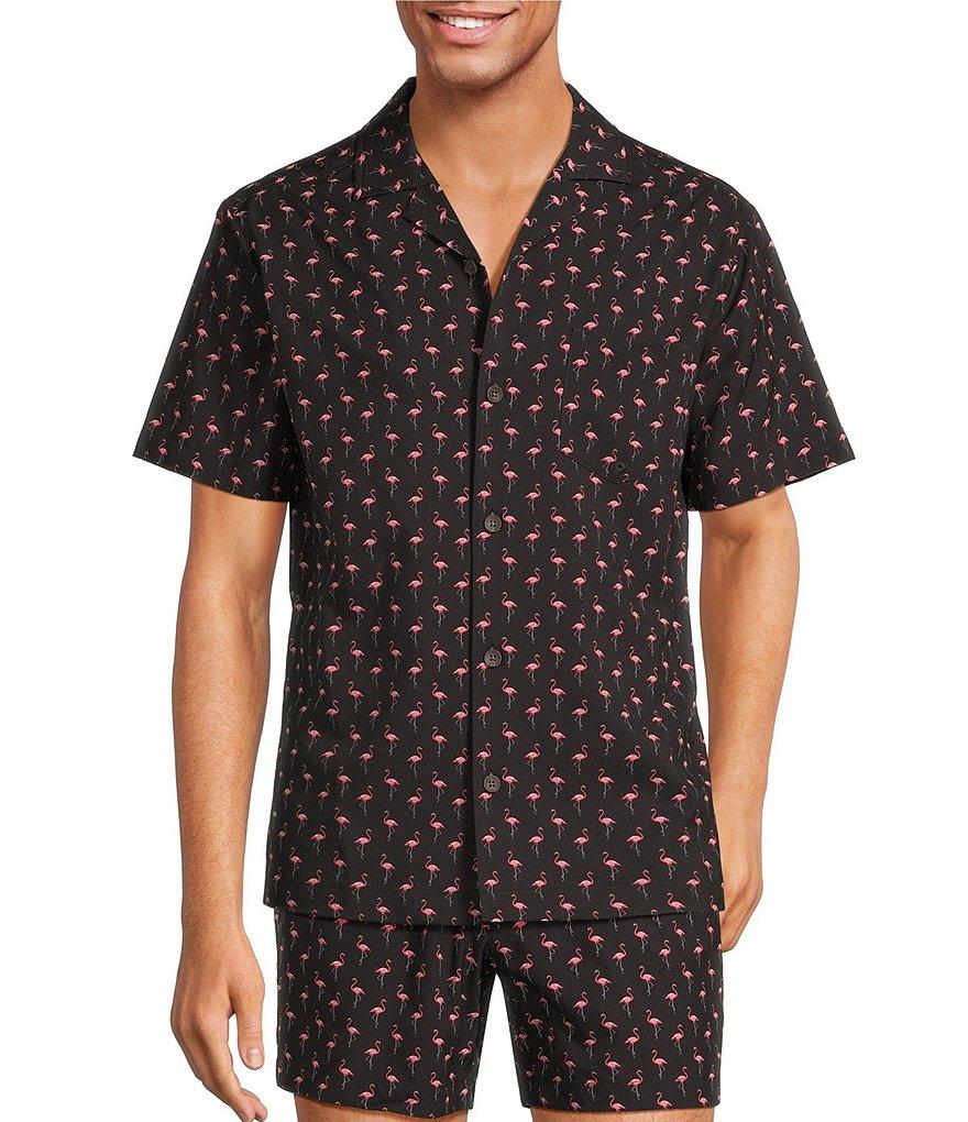 Caribbean Big & Tall Mini Flamingo Cabana Woven Top Product Image