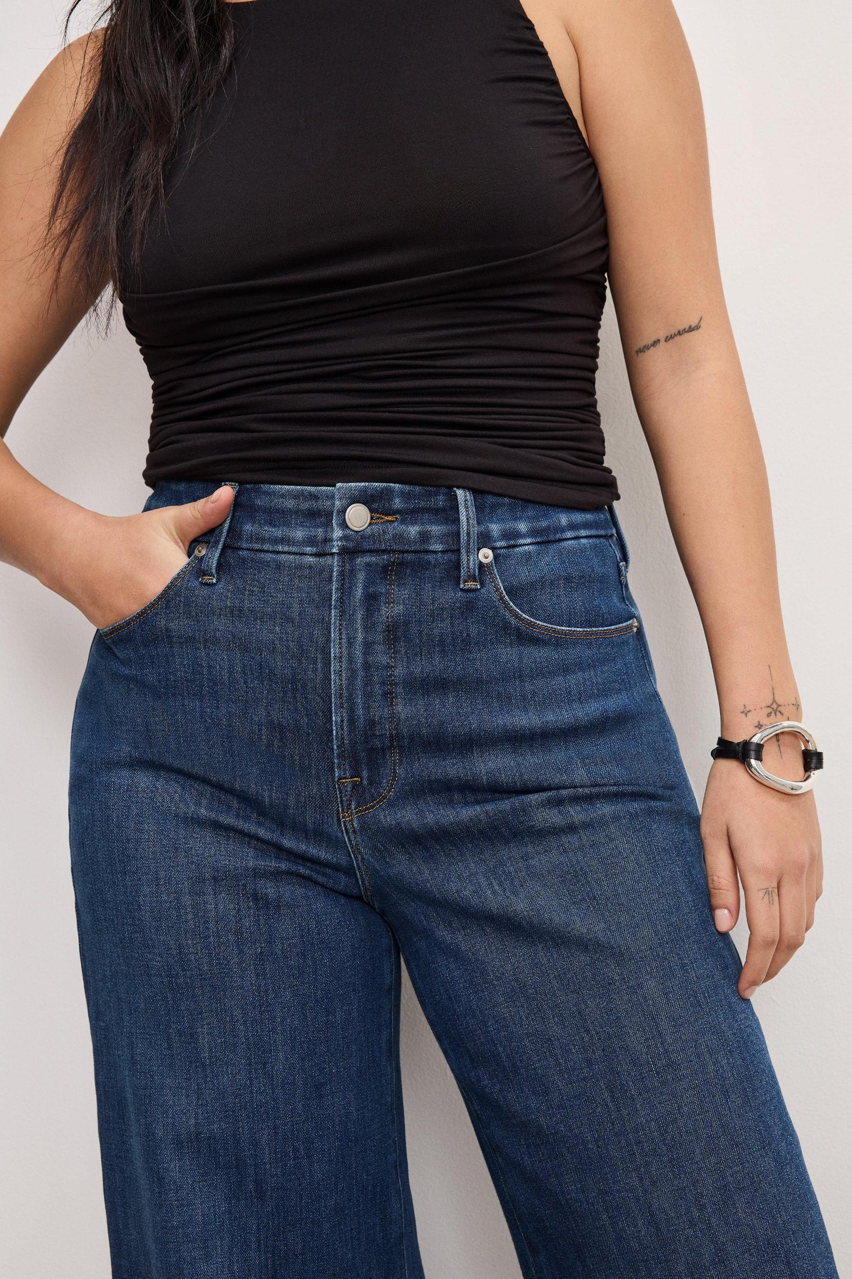 SOFT TECH GOOD WAIST PALAZZO JEANS | INDIGO977 Product Image