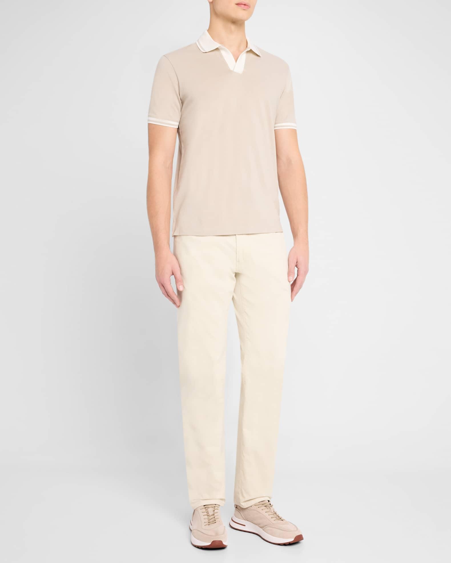 Men's Cotton Tipped Johnny Collar Polo Shirt Product Image