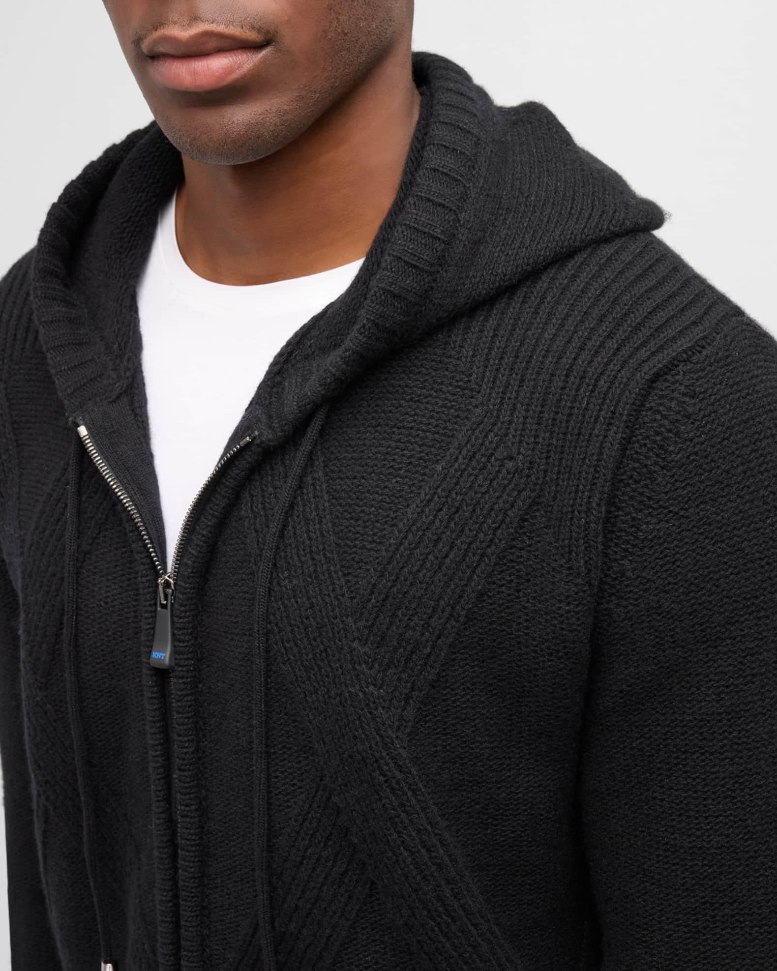 Men's Wool Argyle Jacquard Hooded Full-Zip Sweater Product Image