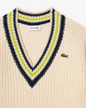 Oversized Wool V Neck Tennis Sweater Product Image