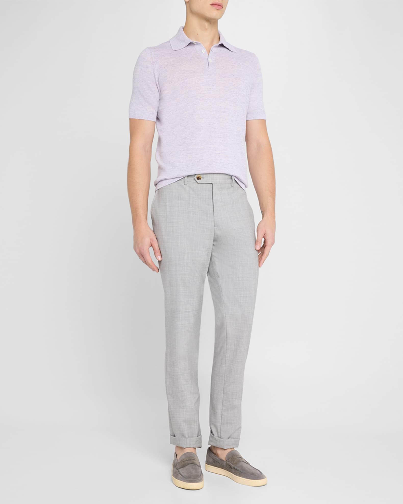 Men's Linen and Cotton Polo Shirt Product Image