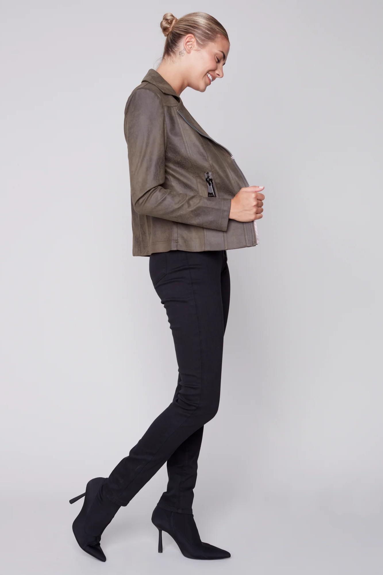 Vintage Faux Leather Perfecto Jacket Orchid Product Image