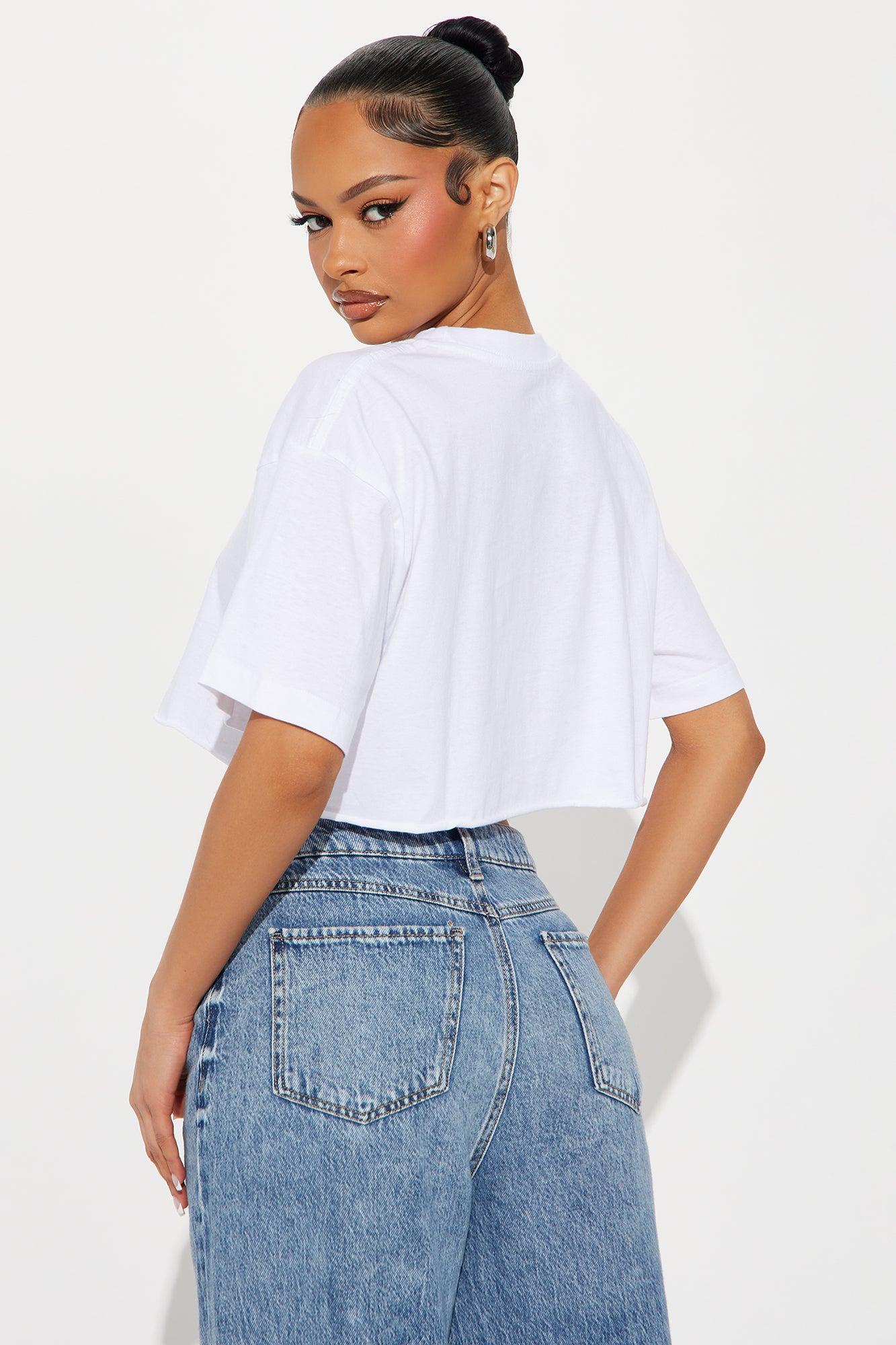 Sorrento Summer Lemon Cropped Tee - White Product Image