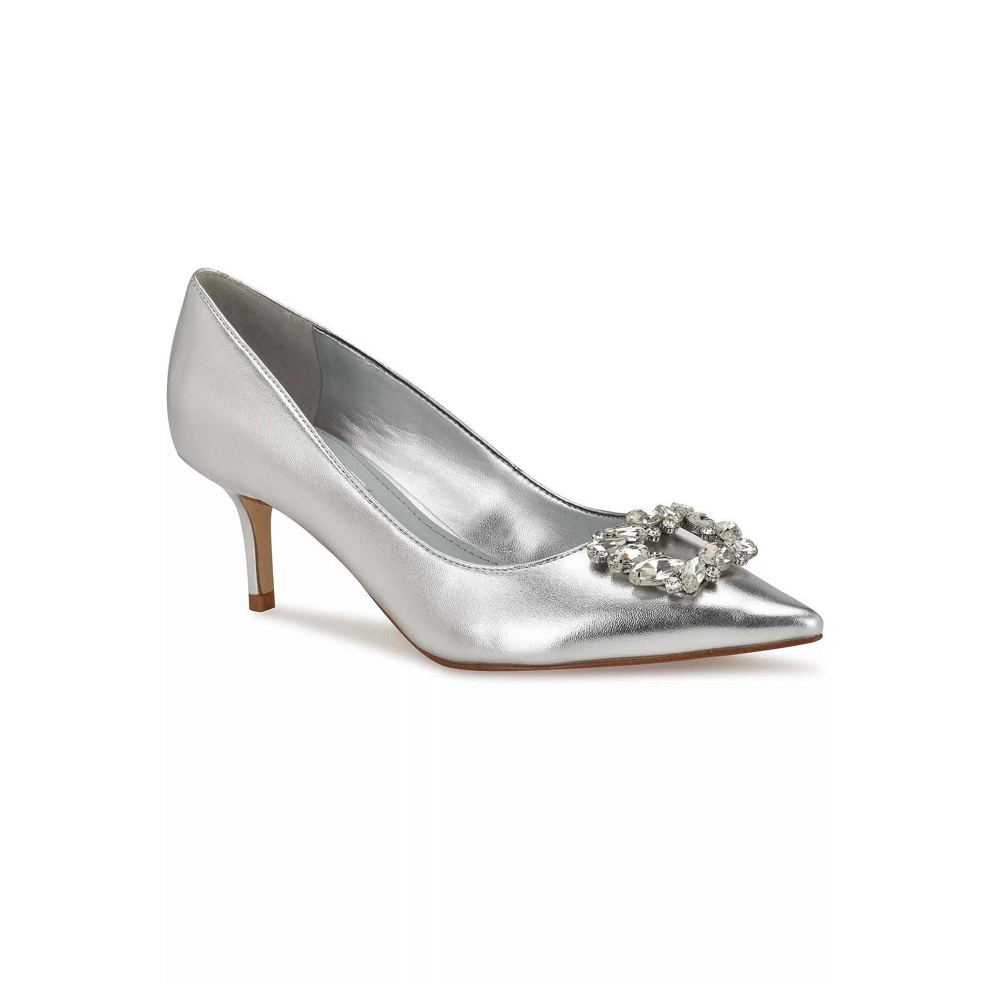 Nine West Avolon Women's Bridal Pointy Toe Embellished Dress Pumps, Size: 6, Silver Product Image