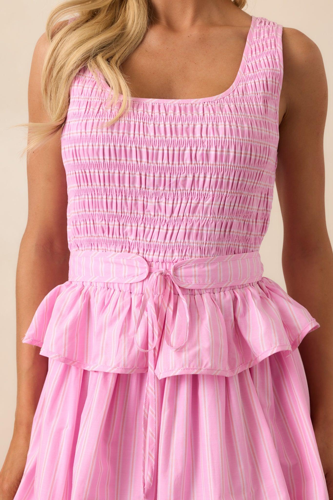 On Cloud Nine Pink Stripe Cotton Ruffle Maxi Dress Product Image