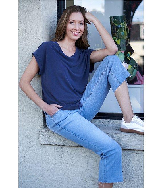 Lucky Brand Sweet Mid Rise Straight Raw Hem Kick Crop Jeans Product Image