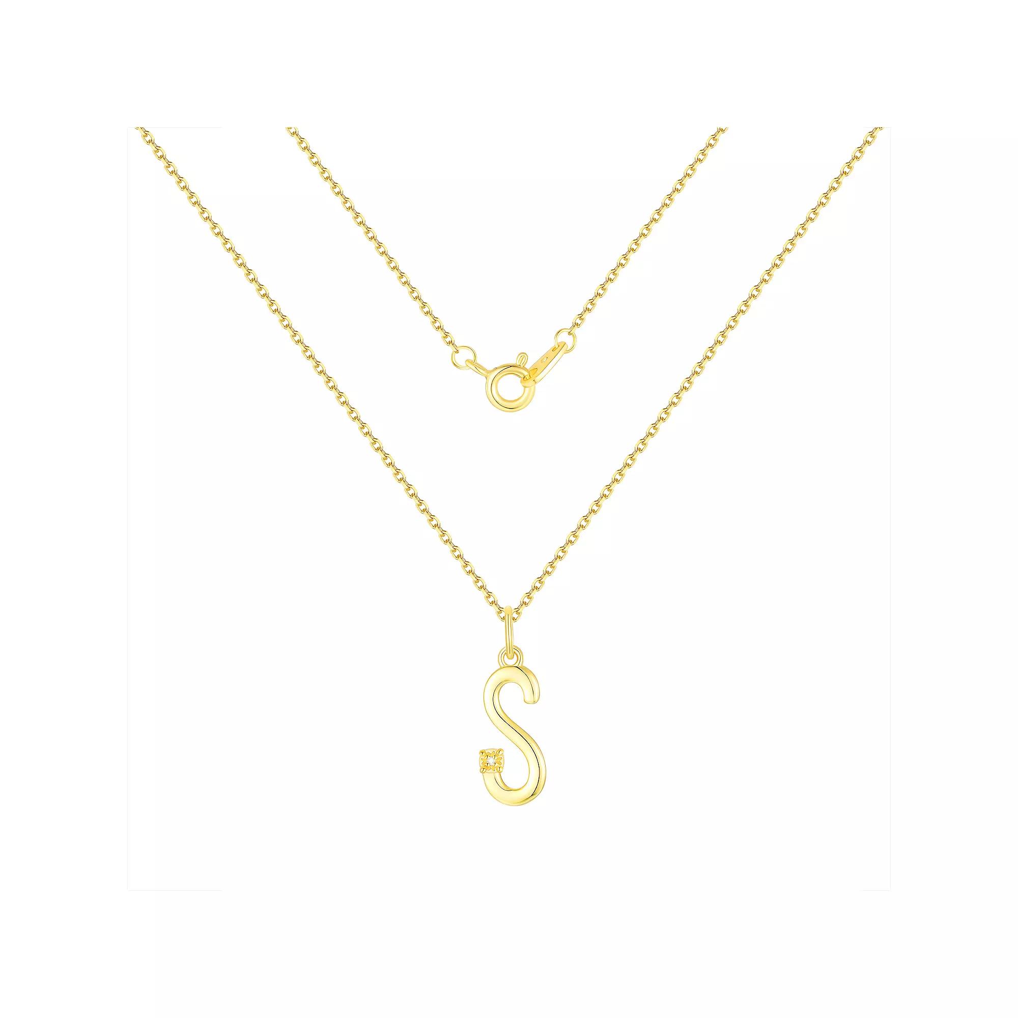 Forever Radiant Diamond Accent Initial Pendant Necklace, Women's, Size: 18", Gold Tone S Product Image