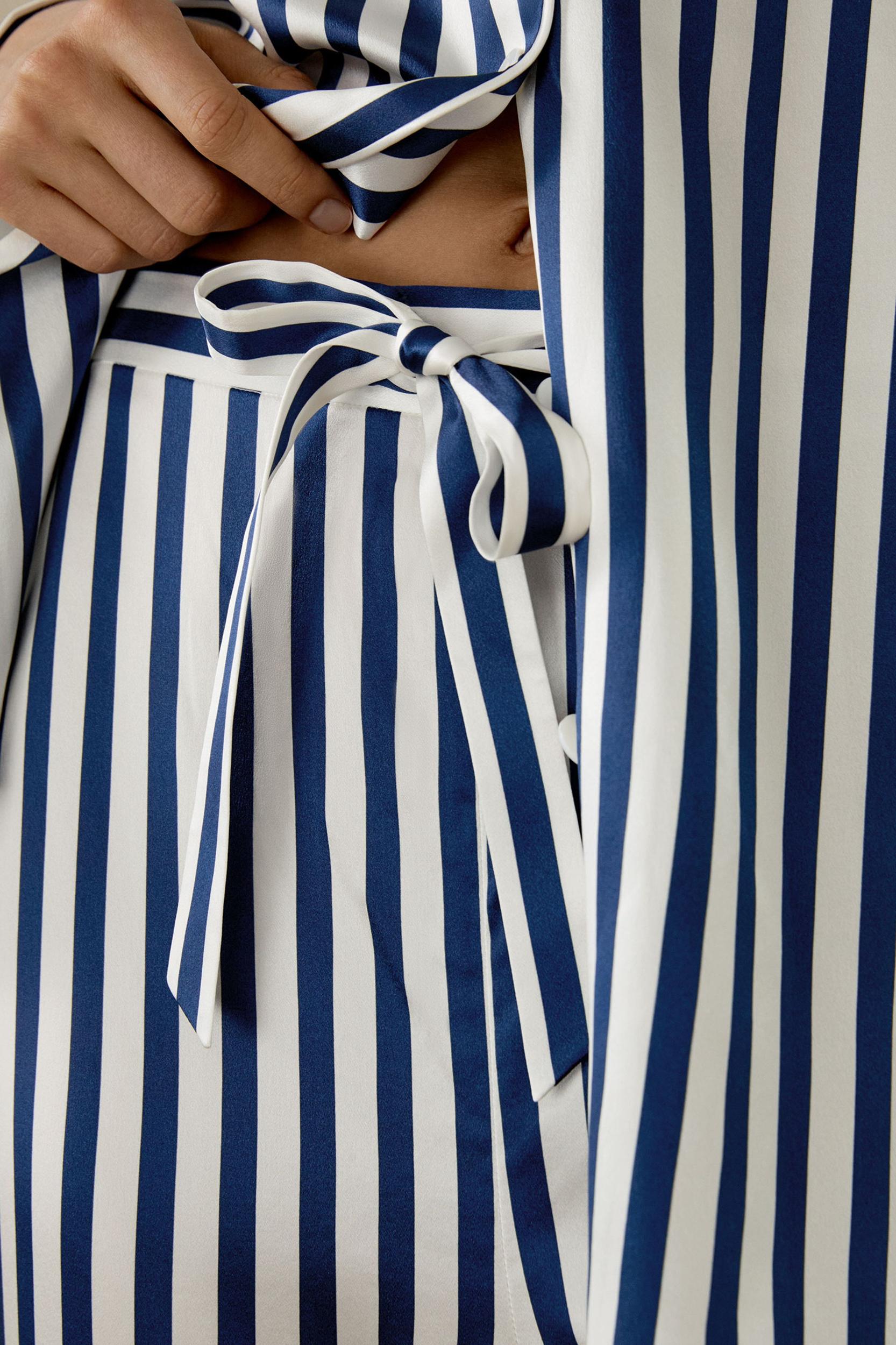 Amalfi Button-Up Full Length Striped Pajama Set Product Image