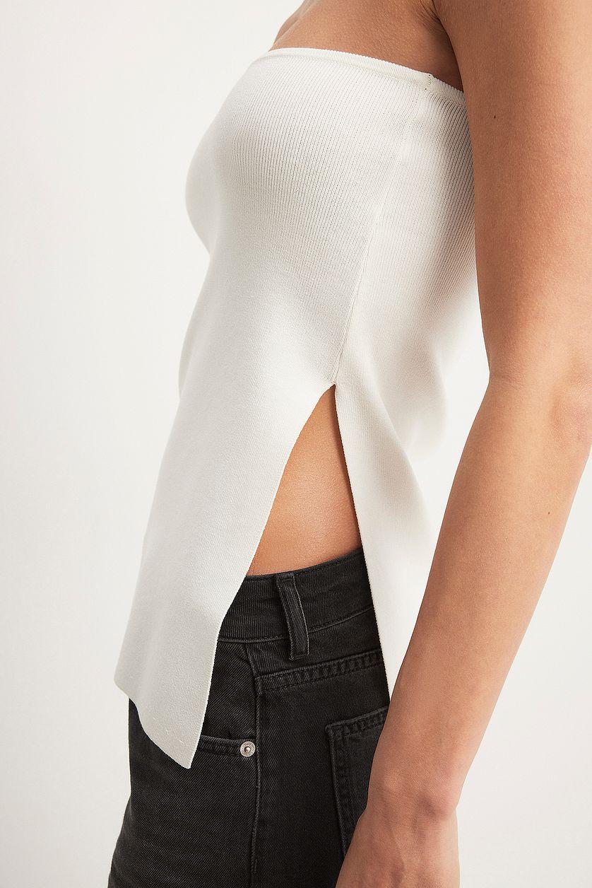 Knitted Slit Detail Tube Top Product Image