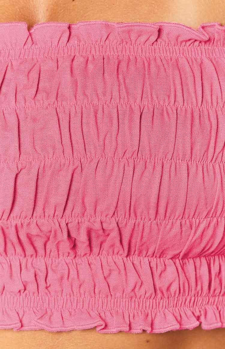 Kyra Pink Linen Blend Crop Top Product Image