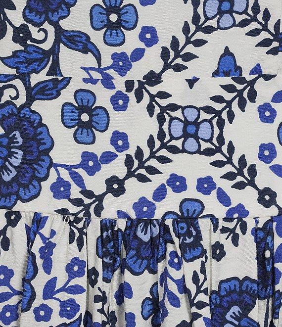 Leslie Fay Floral Print Flounce Hem Square Neck Sleevless Midi Dress Product Image