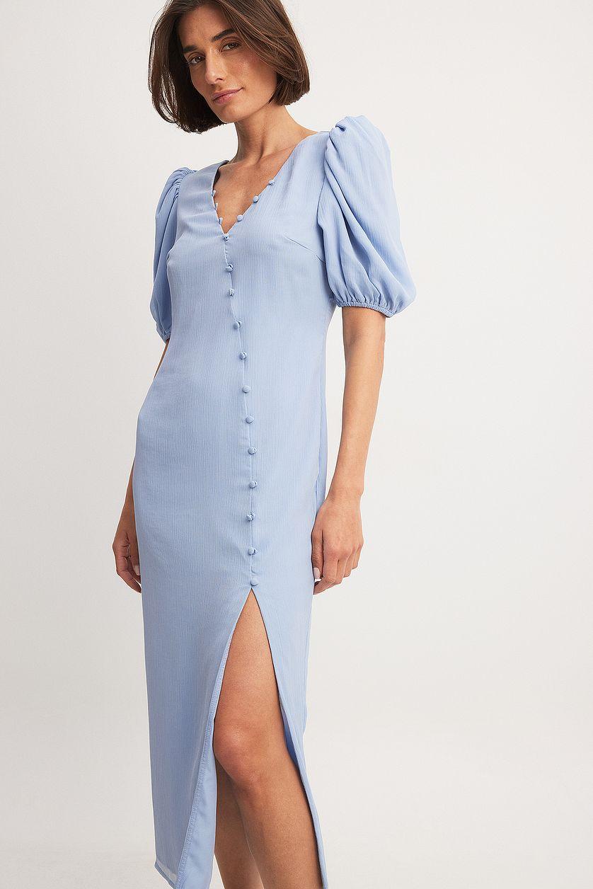 Asymmetric Buttoned Midi Dress Product Image