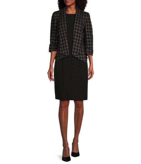 Kasper Stretch Crepe Crew Neck Sleeveless Sheath Dress Product Image