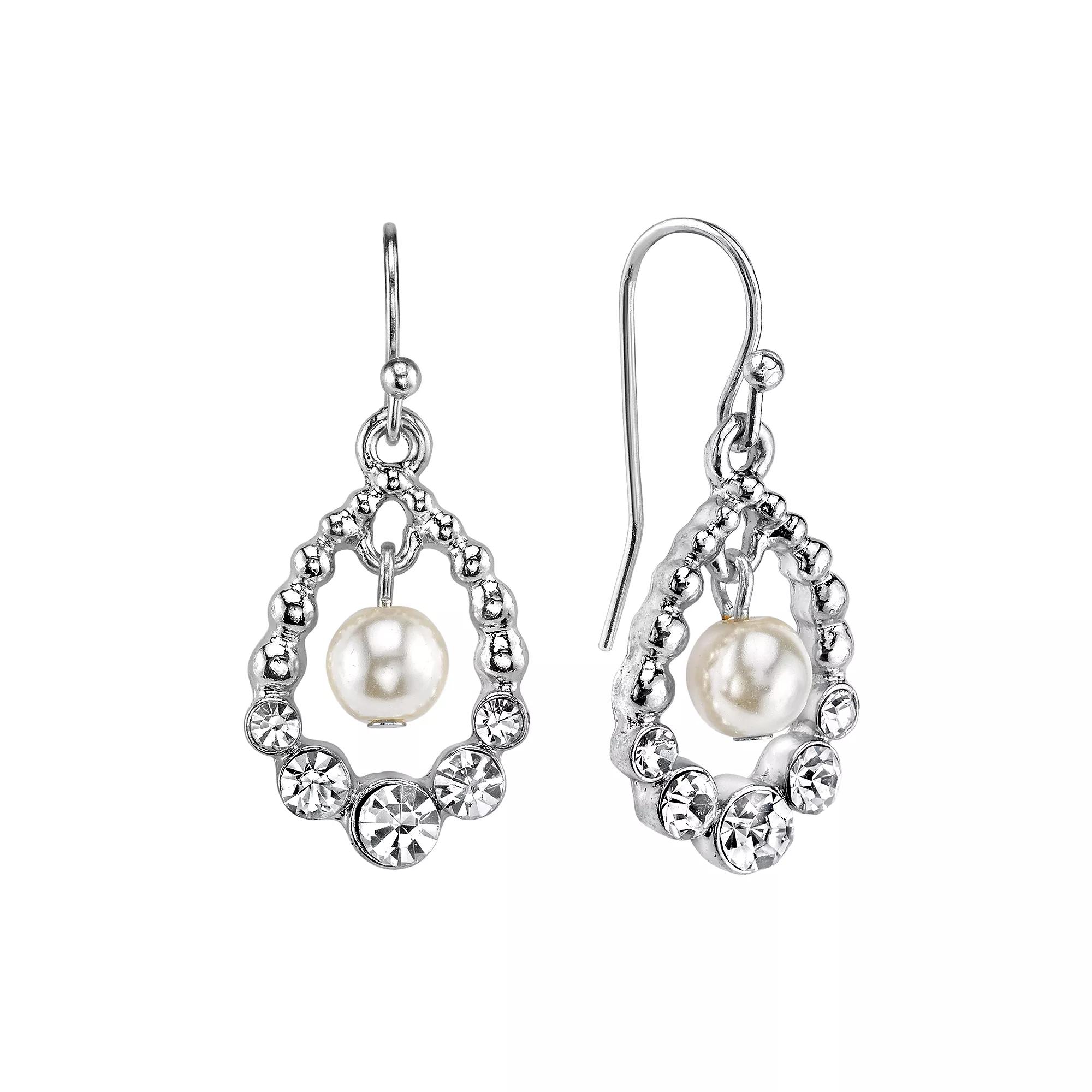 1928 Teardrop Earrings, Womens, White Product Image