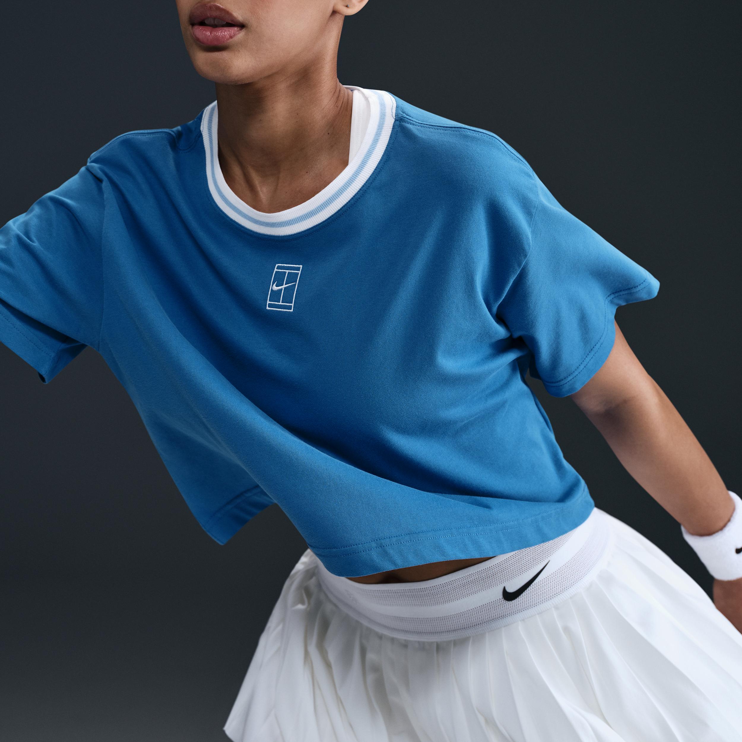 Nike Womens Heritage Dri-FIT Short-Sleeve Cropped T-Shirt | HJ3640-402 Product Image