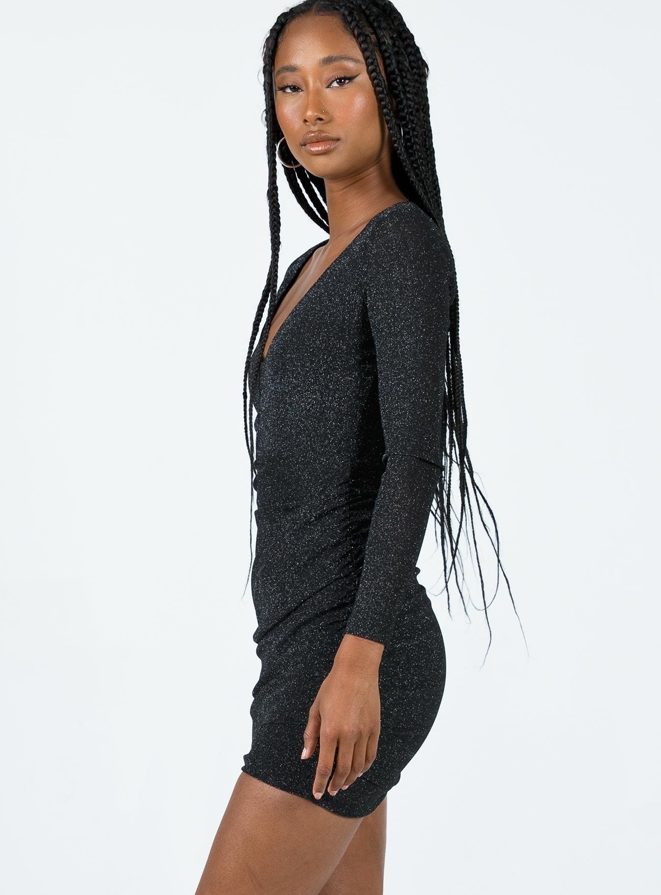 Monika Long Sleeve Mini Dress Black Product Image