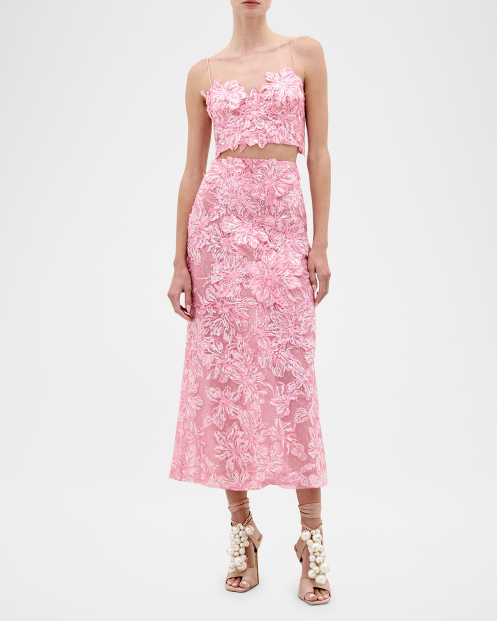 Astrid Sequin Embroidered Lace Midi Skirt Product Image