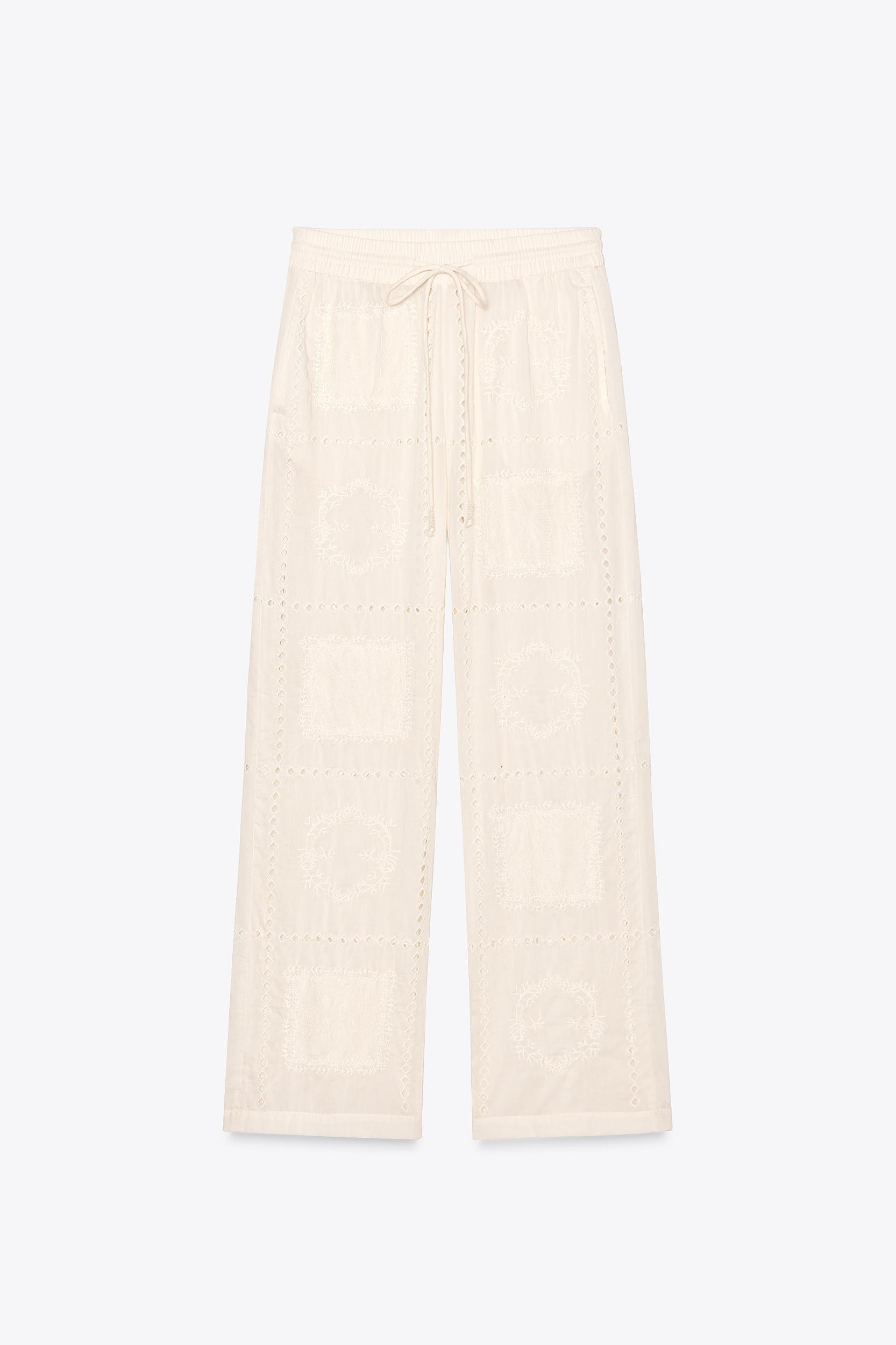 EMBROIDERED PAJAMA PANTS ZW COLLECTION Product Image