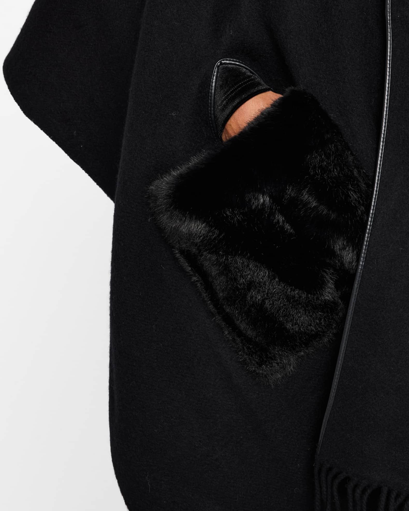 Ruana Shawl W/ Faux Fur Trim Product Image