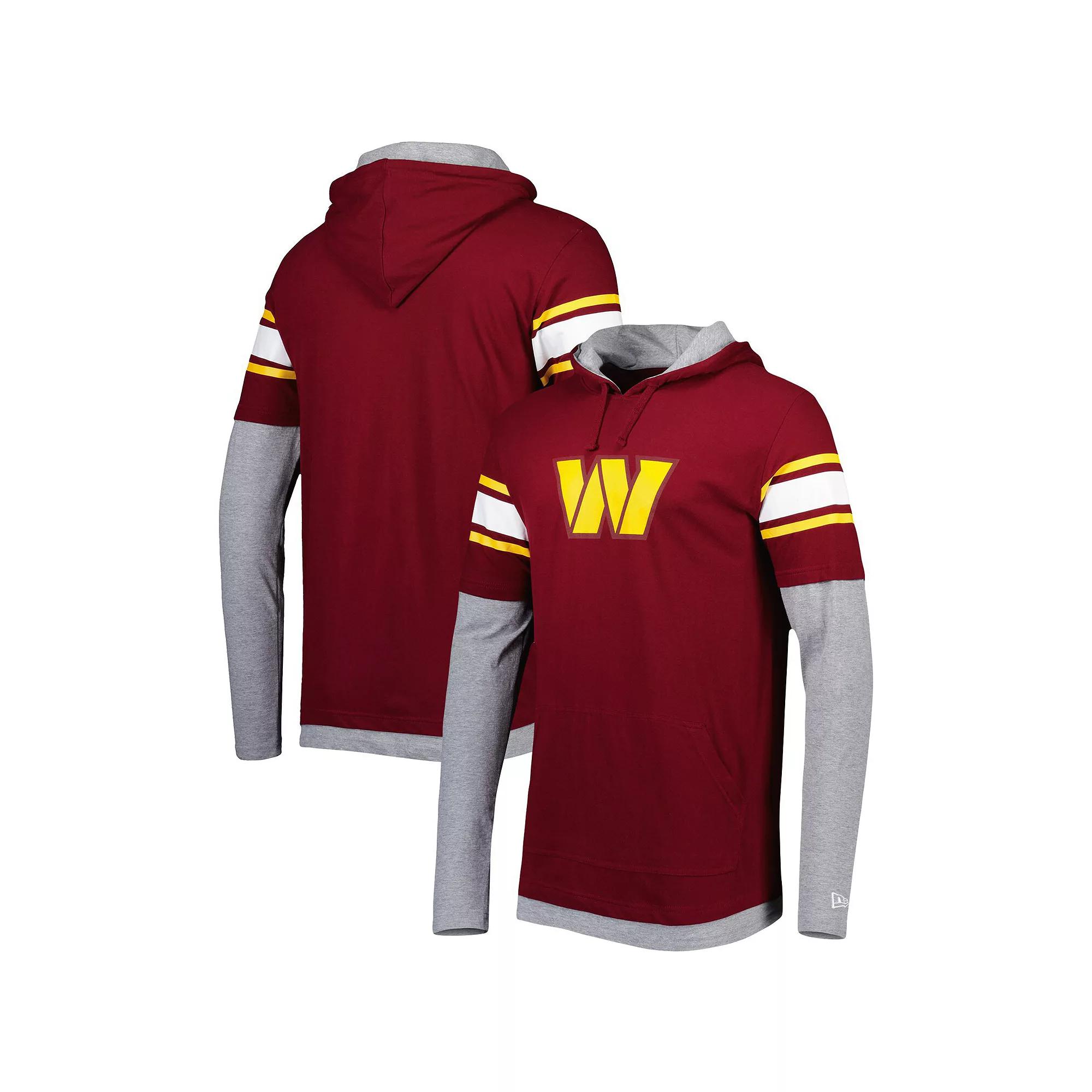 Men's New Era Burgundy Washington Commanders Long Sleeve Hoodie T-Shirt, Size: Large, Wft Med Re Product Image