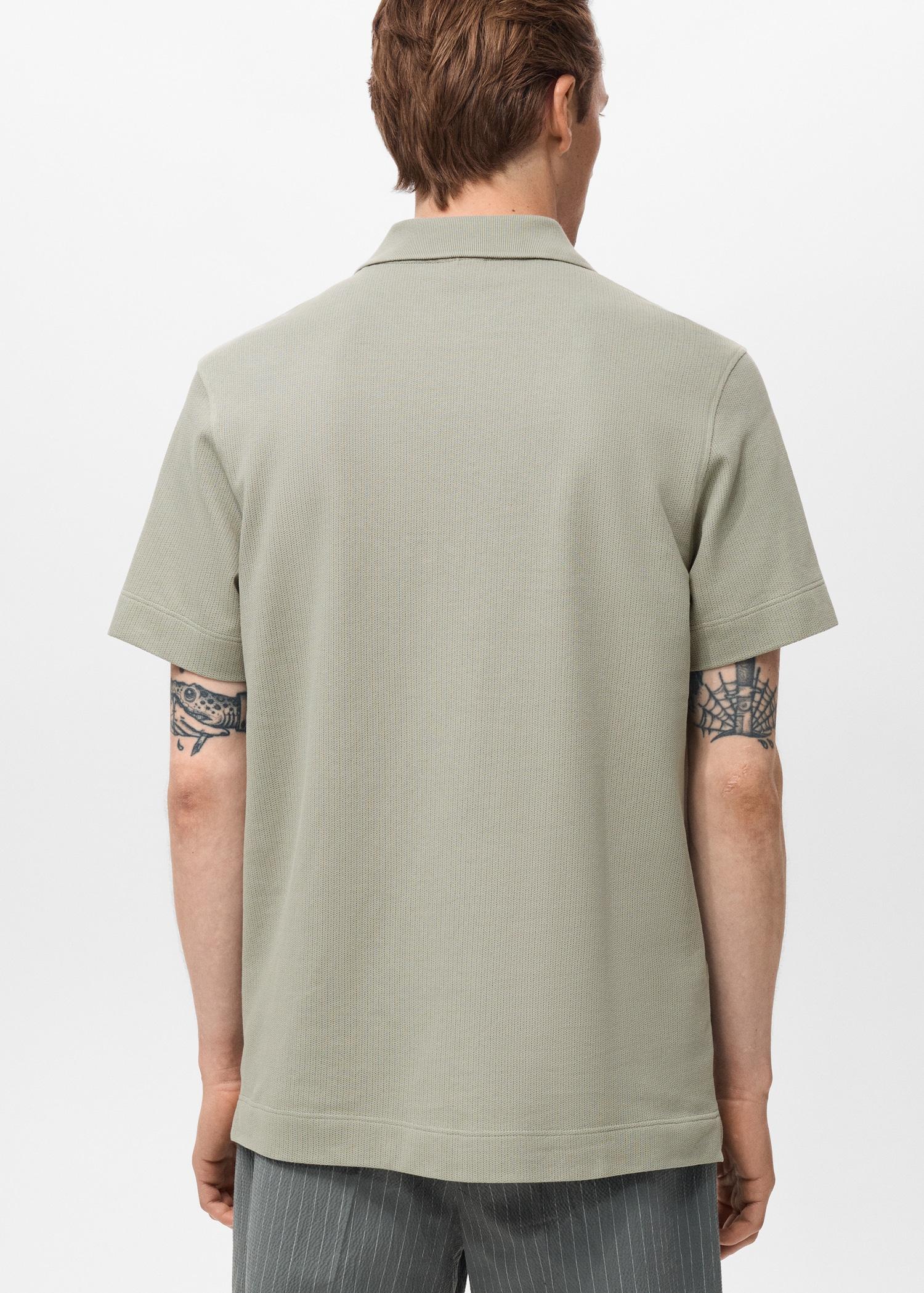 Fine rib-knit polo shirt - Men | MANGO USA Product Image