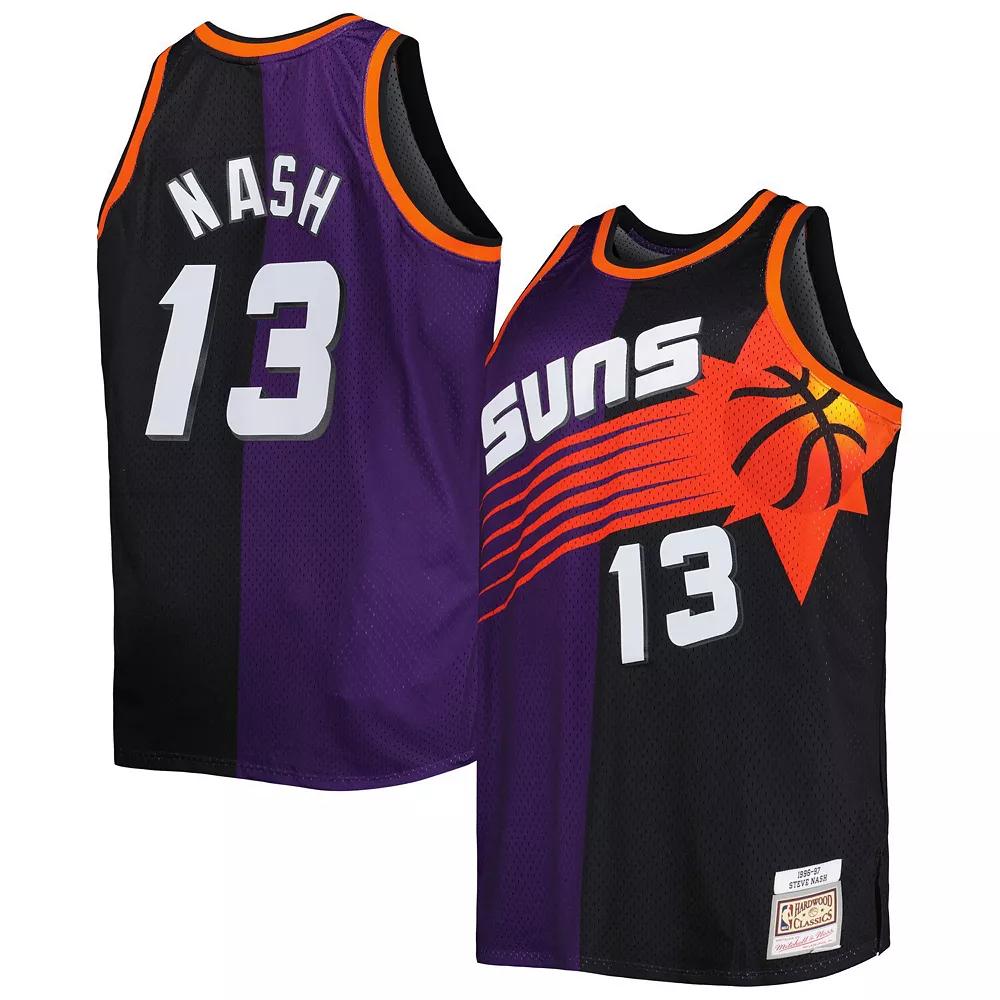 Men's Mitchell & Ness Steve Nash Purple/Black Phoenix Suns Big & Tall Hardwood Classics 1996/97 Split Swingman Jersey,  Product Image