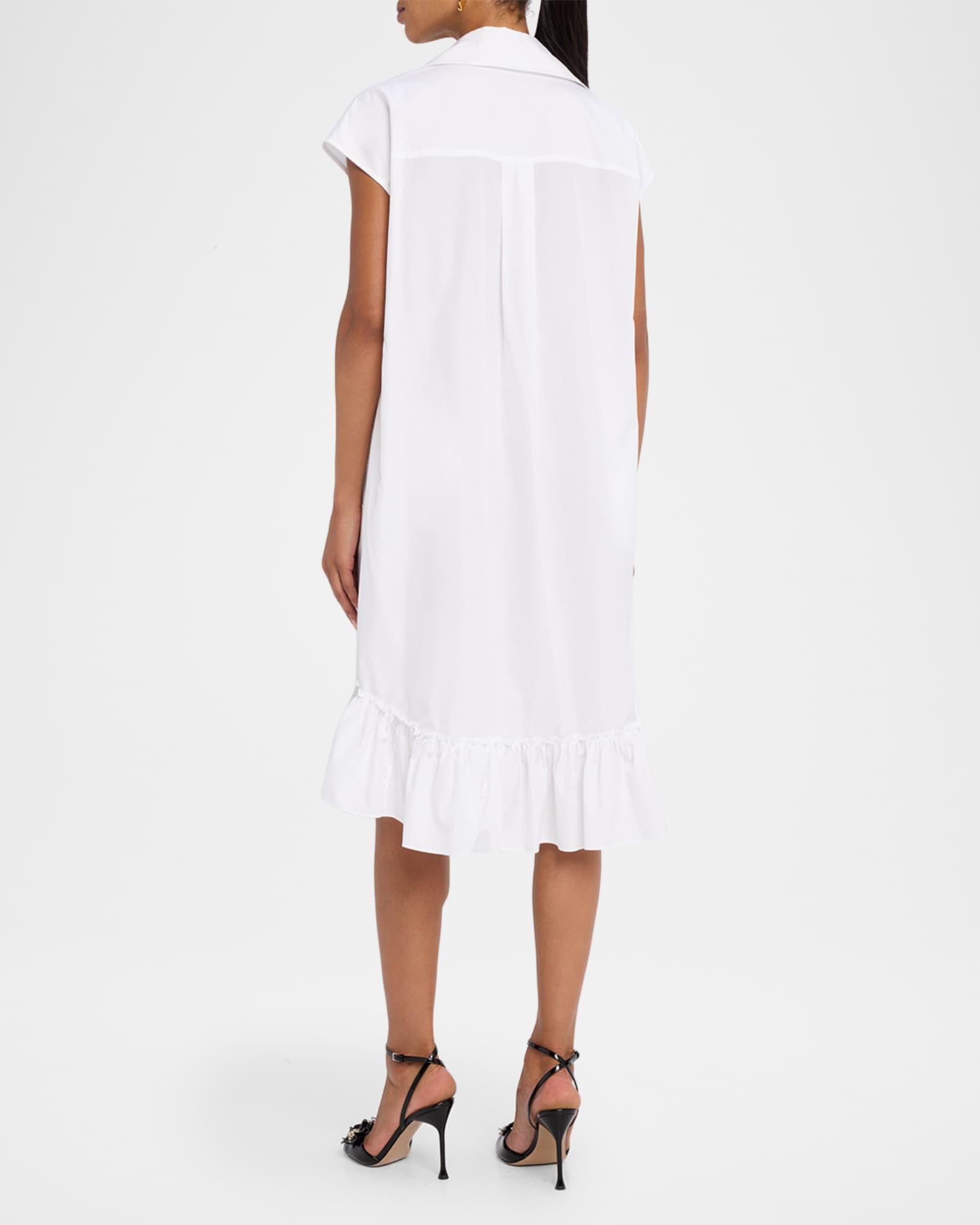 Ruffle Bust Cap-Sleeve Cotton Shirtdress Product Image