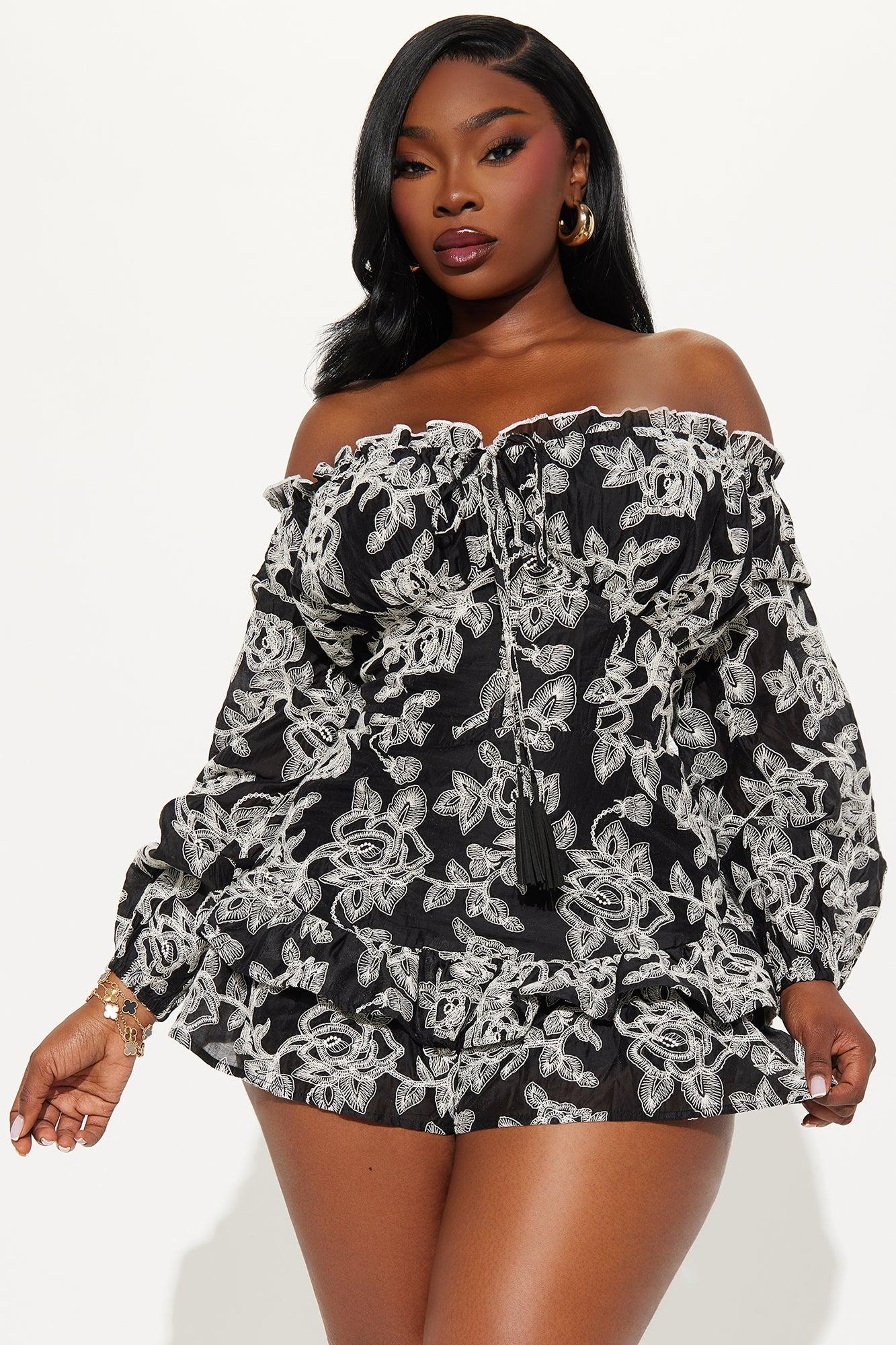 Secret Garden Retreat Romper - Black/White Product Image