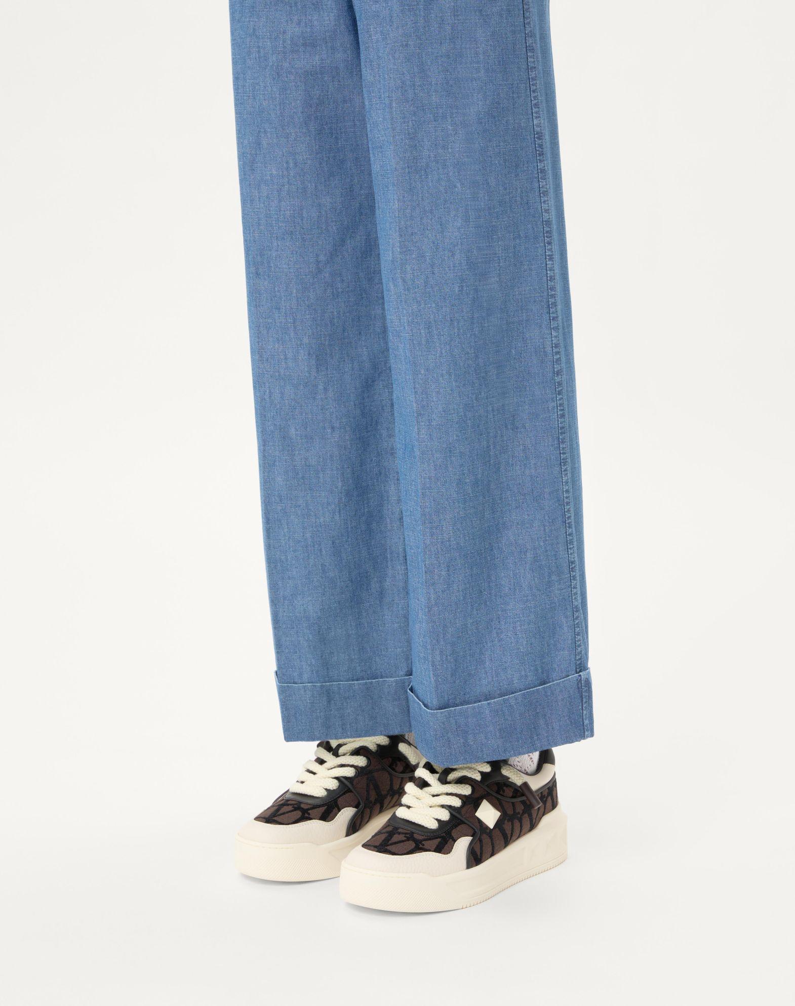 One Stud Xl Low-Top Sneaker In Nappa Leather And Toile Iconographe Fabric Product Image