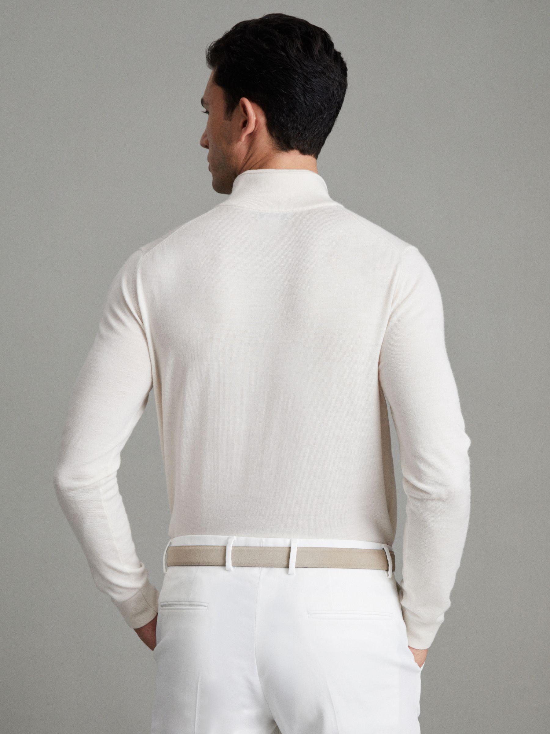 Merino Wool Half-Zip Funnel Neck Jumper in Snow Product Image