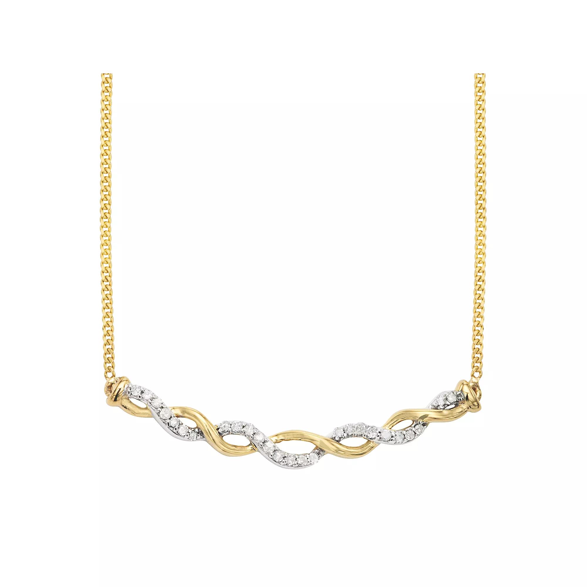 HDI Two Tone Sterling Silver 1/8 Carat. T.W. Diamond Necklace, Women's,  Product Image