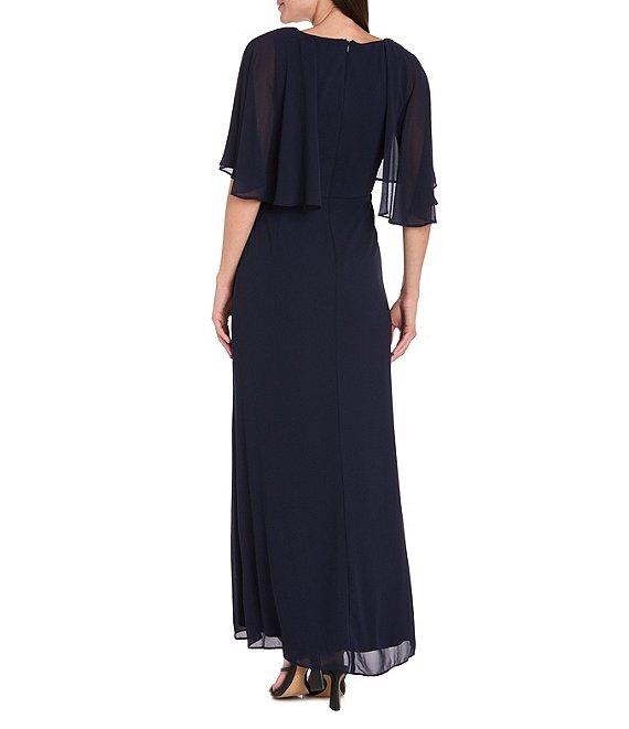 R & M Richards Crew Neck Short Flutter Sleeve Beaded Waist Flower Detail Sheath Dress Product Image