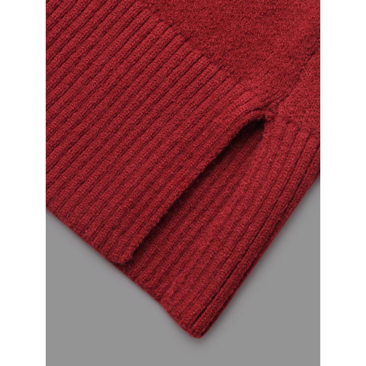 Plus Size Fair Isle Geometric Midi Sweater Dress Scarlet Women Casual Loose Long Sleeve Everyday Sweater Dresses BloomChic 30/6X Product Image