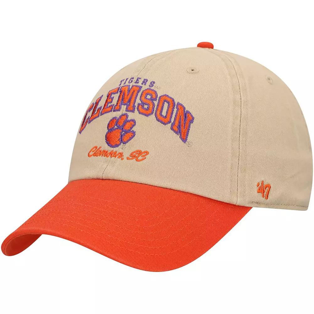 Men's '47 Khaki Clemson Tigers Local Clean Up Adjustable Hat, Beig K Product Image