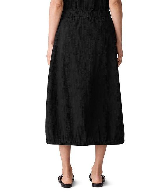 Eileen Fisher Crinkle Organic Cotton Blend Elastic Waist Lantern Midi Skirt Product Image