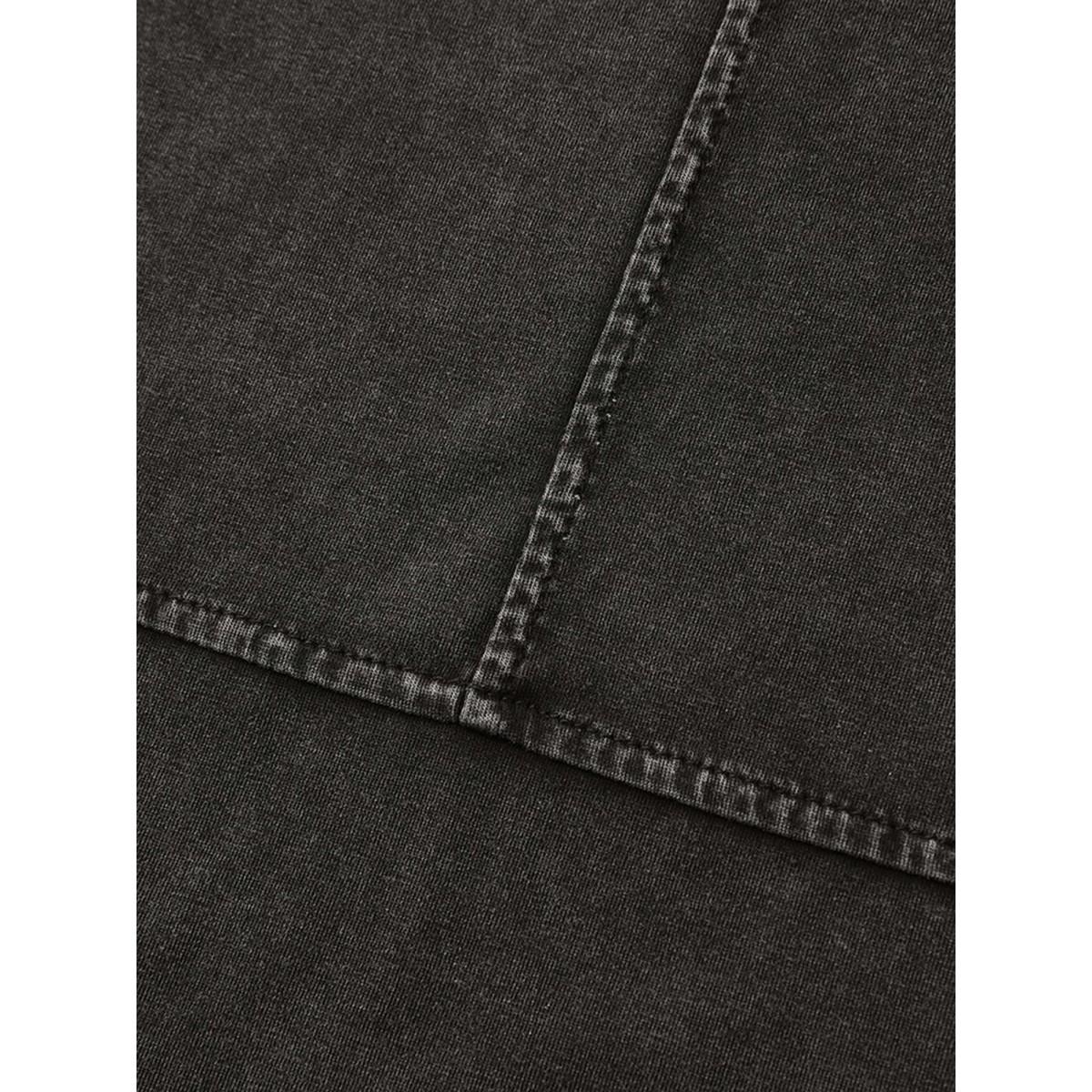 Plus Size Crew Neck Vintage Plain T-Shirt Black Women Leisure Non Round Neck Casual T-shirts BloomChic 22-24/3X Product Image