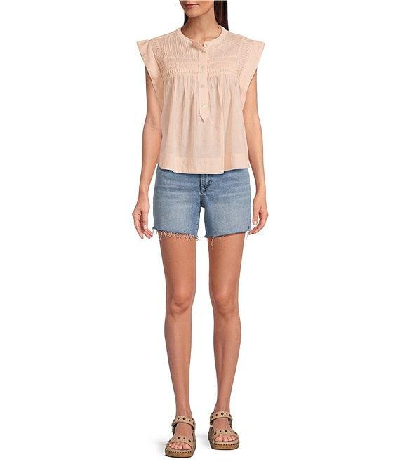 Dear John Shaya Woven Crew Neck Sleeveless Button Front Blouse Product Image