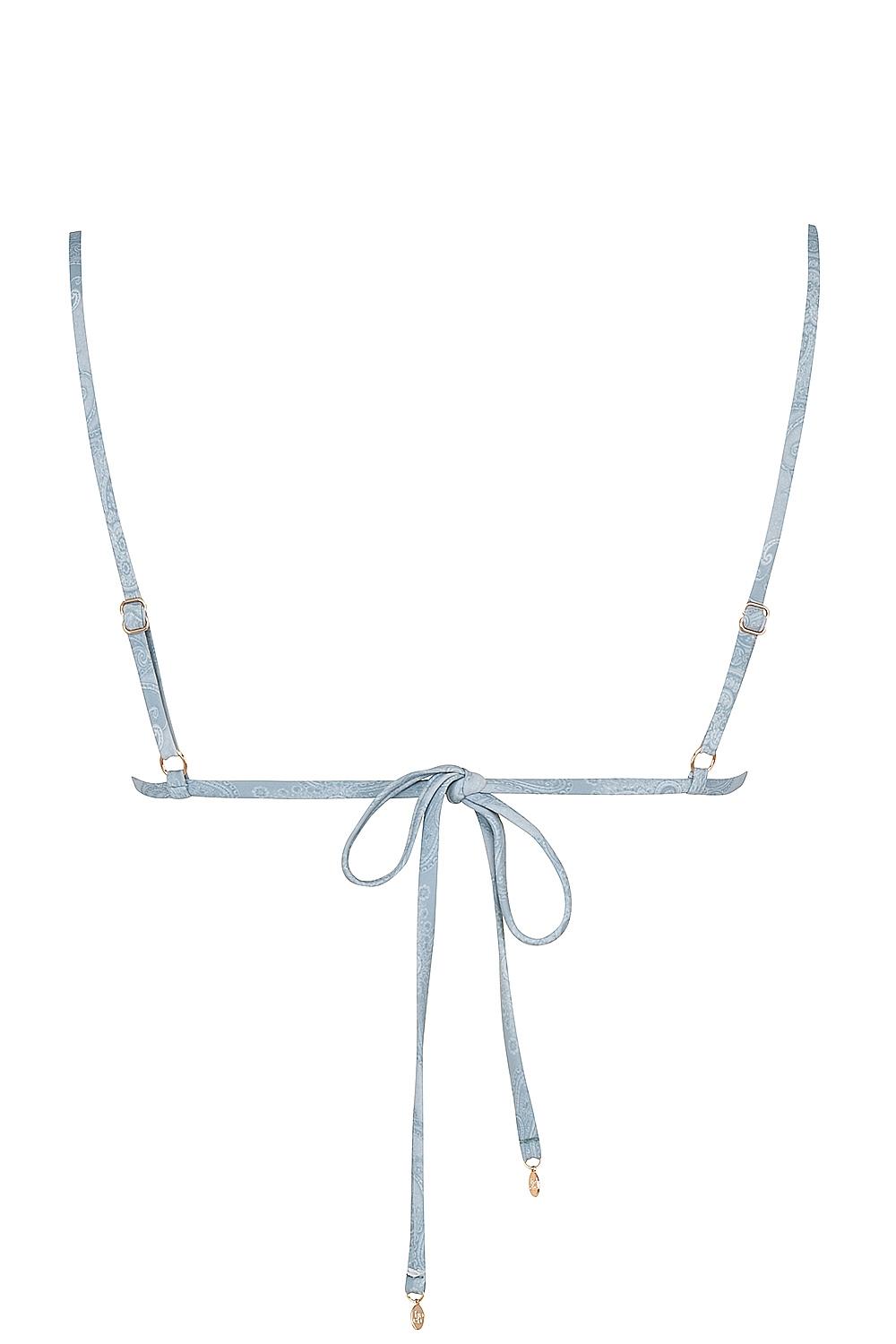 Corsica  blue paisley ruffle trim bikini top Product Image