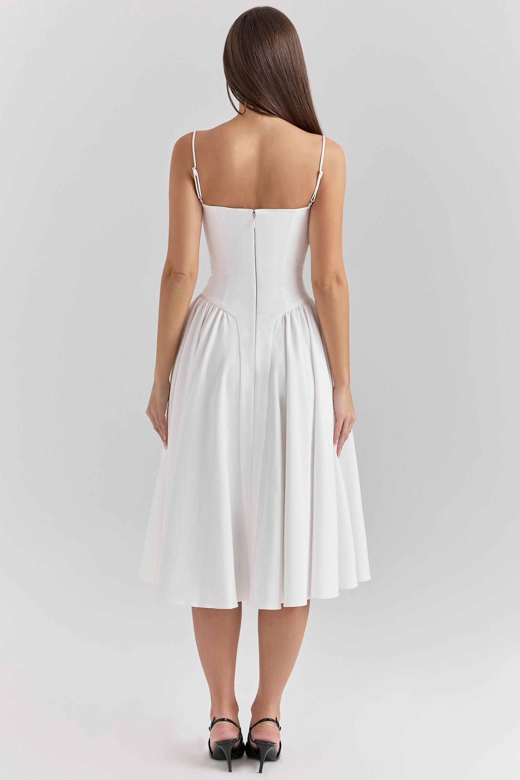 Samaria  white corset midi dress Product Image