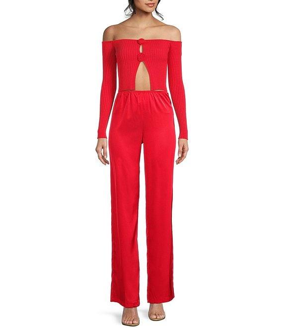 GB Rosette Off-The-Shoulder Sweater Top Product Image