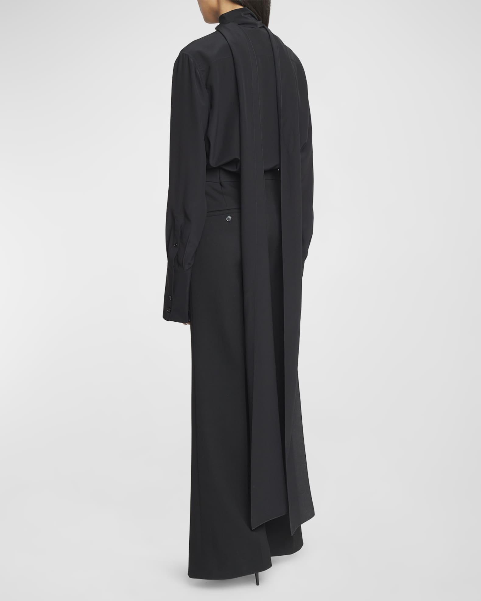 Deep-V Tunic Top with Scarf Collar Product Image