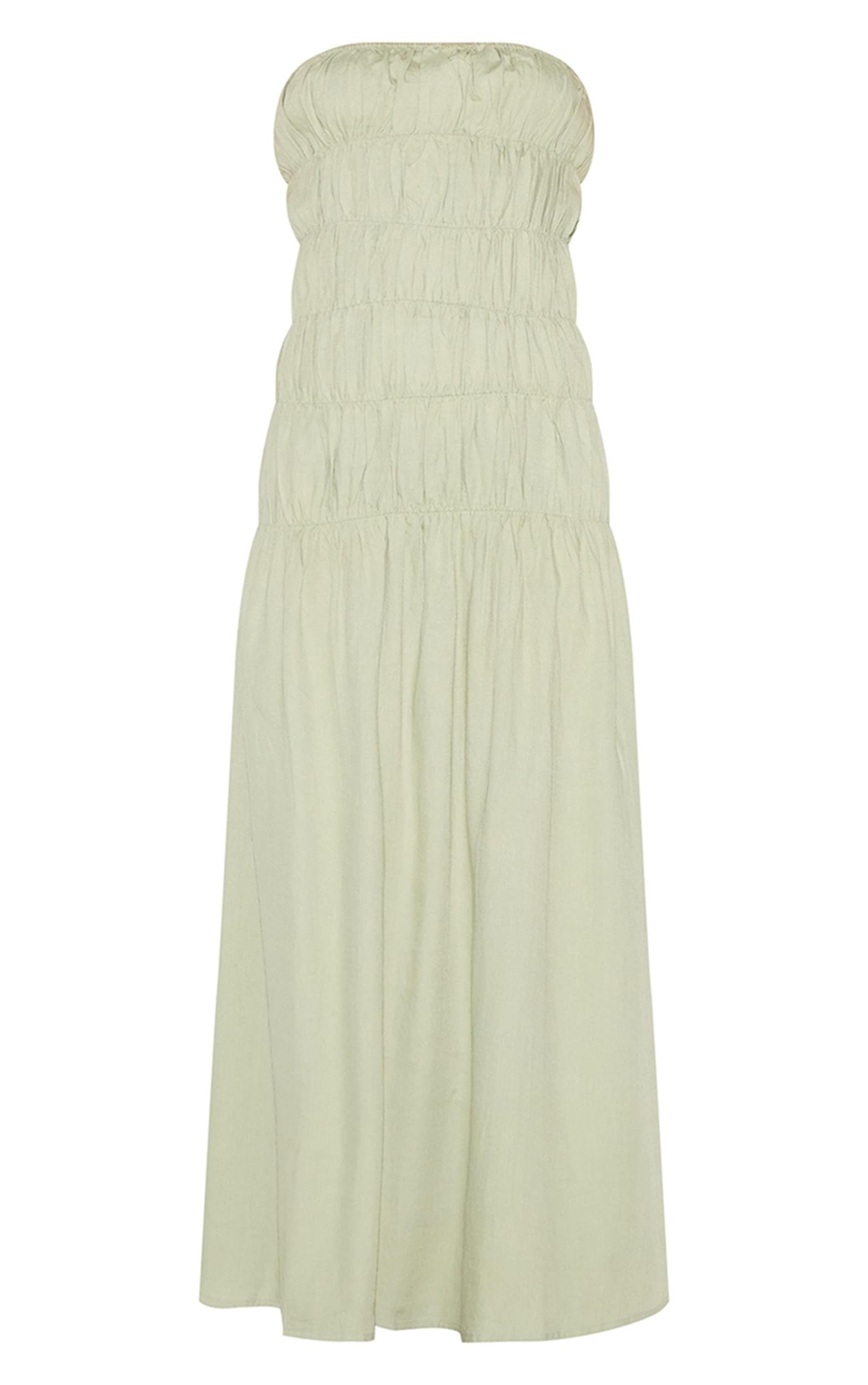 Sage Bandeau Ruched Detail Maxi Dress Product Image