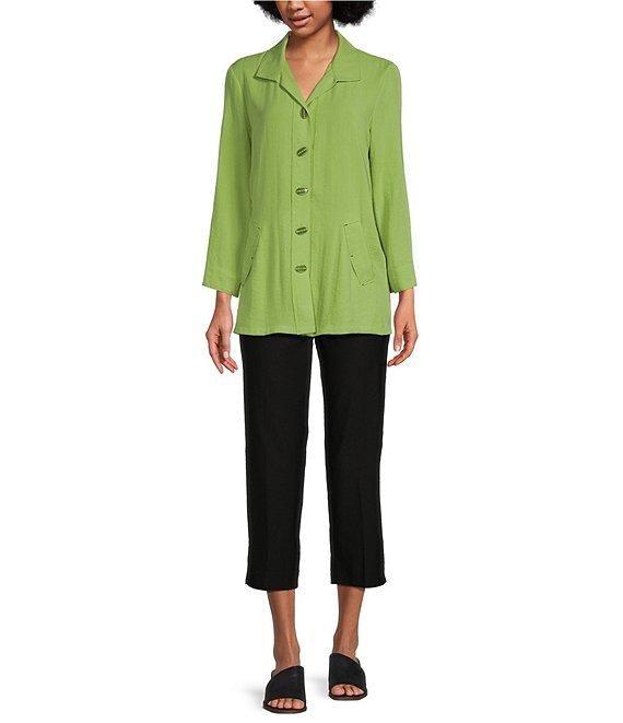 Ali Miles Point Collar 3/4 Sleeve Button Front Tunic Product Image