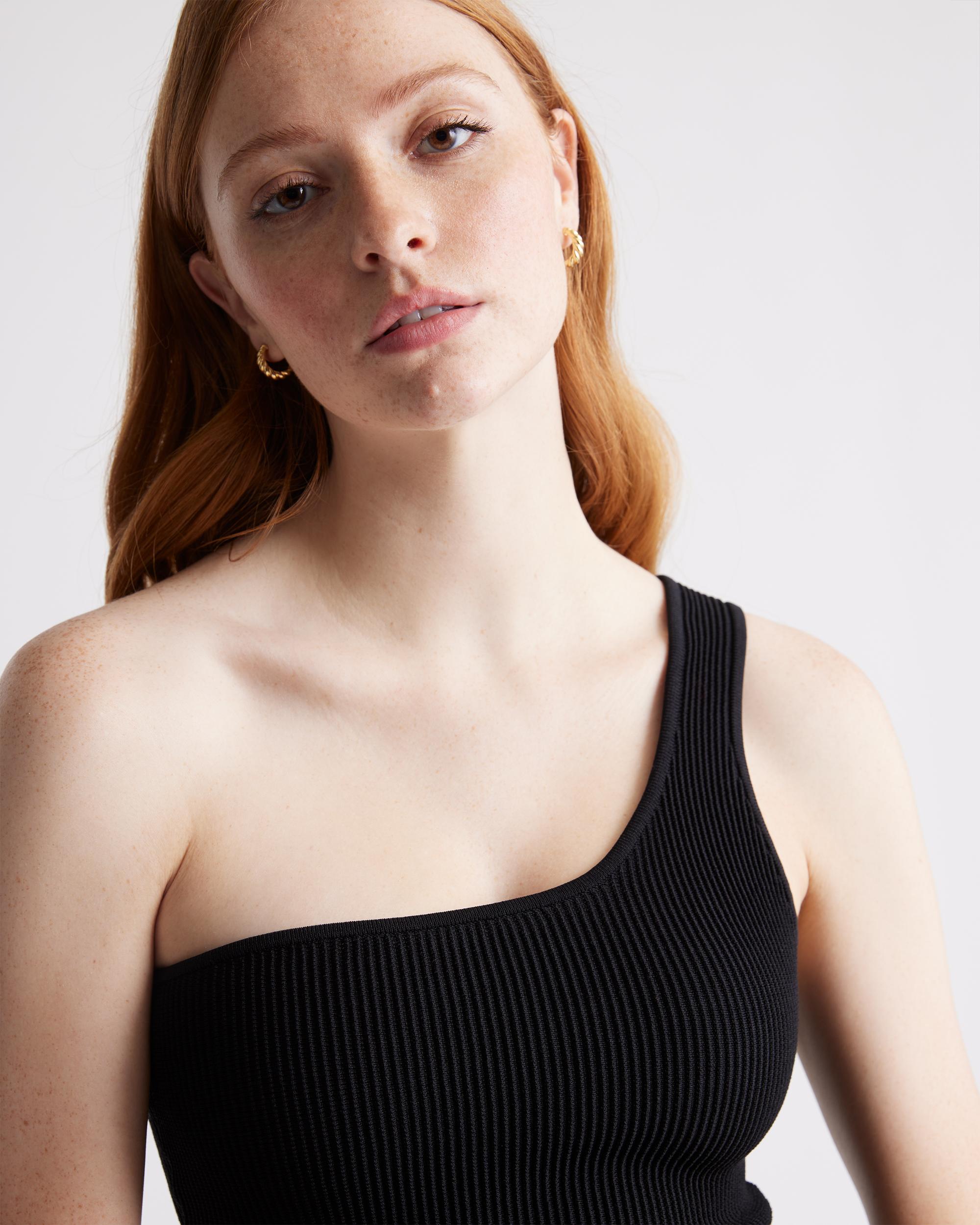 Quince | Women's Cropped One Shoulder Ribbed Knit Tank Top Recycled nylon/polyester/spandex Product Image